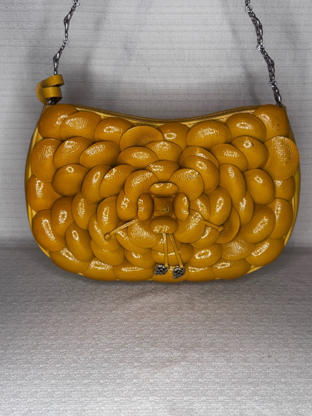 Brighton Mustard Yellow Quilted Floral Leather Shoulder Bag - Picture 2 of 11